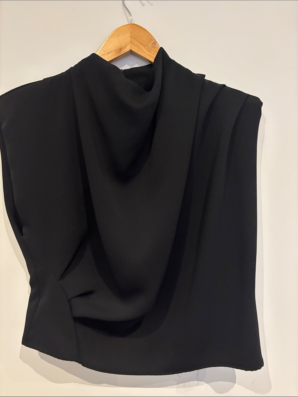 Zara Black Draped Cowl Neck Sleeveless Top